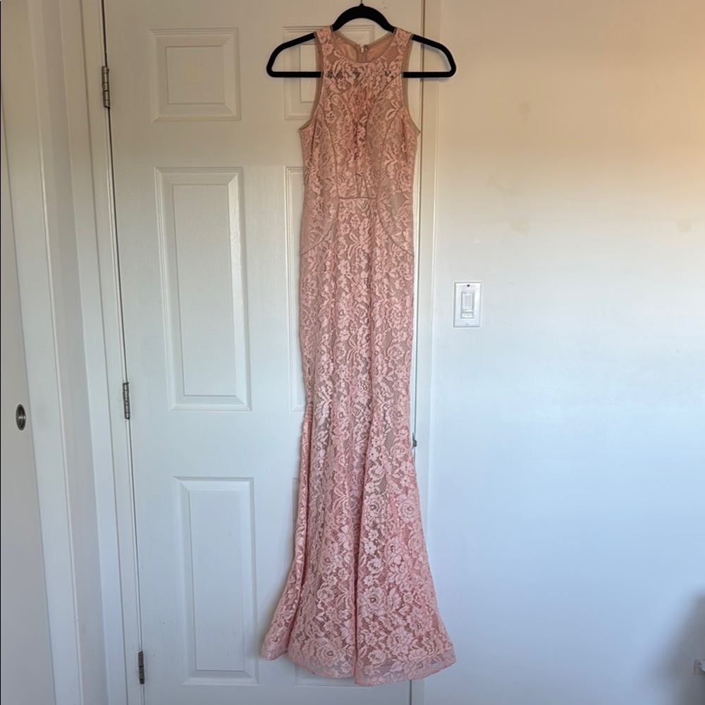 Avery Blush Lace Maxi Dress